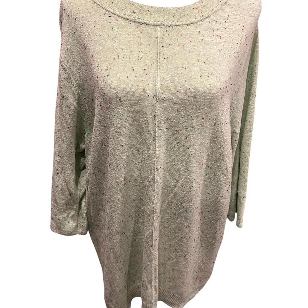 J.Jill Mint Green Speckled Cotton Blend Sweater 3/4 Sleeves Women's XL Petite